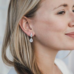 Floral CZ Wedding Earrings